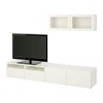 БЕСТО Шкаф для ТВ, комбин/стеклян дверцы - Лаппвикен/Синдвик белый прозрачное стекло, направляющие ящика, плавно закр БЕСТО Шкаф для ТВ, комбин/стеклян дверцы - Лаппвикен/Синдвик белый прозрачное стекло, направляющие ящика, плавно закр