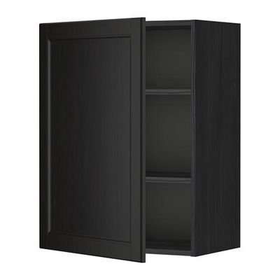 МЕТОД Шкаф навесной с полкой - 60x80 см, Лаксарби черно-коричневый, под дерево черный МЕТОД Шкаф навесной с полкой - 60x80 см, Лаксарби черно-коричневый, под дерево черный