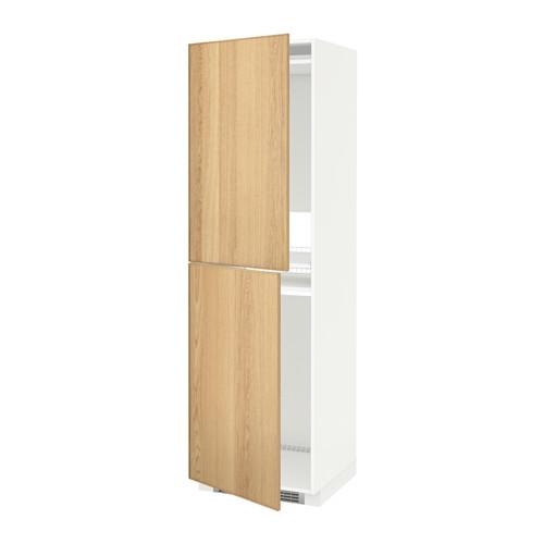 МЕТОД Высок шкаф д холодильн/мороз - белый, Экестад дуб, 60x60x200 см