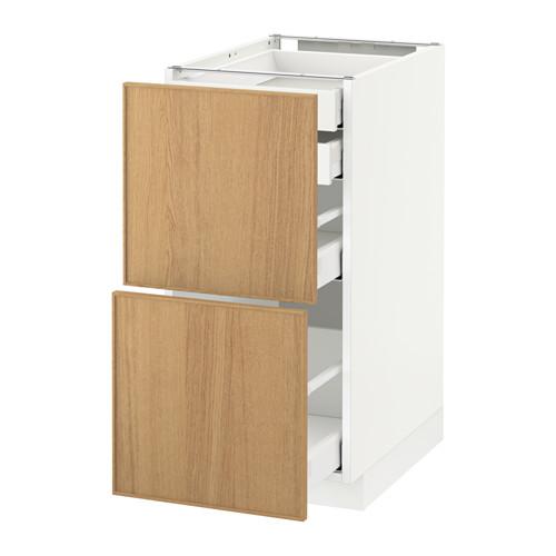 МЕТОД / МАКСИМЕРА Напл шк 2 фрнт/2низ/1срд/1 выс ящ - белый, Экестад дуб, 40x60 см