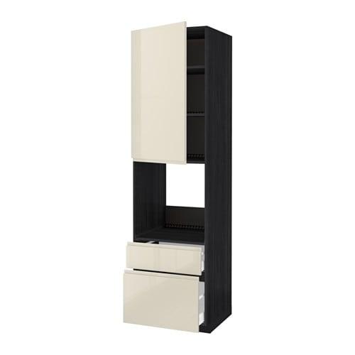 МЕТОД / МАКСИМЕРА Выс шк д/дхвк+двр/2фрнт/1срд/1вс ящ - под дерево черный, Воксторп глянцевый светло-бежевый, 60x60x220 см МЕТОД / МАКСИМЕРА Выс шк д/дхвк+двр/2фрнт/1срд/1вс ящ - под дерево черный, Воксторп глянцевый светло-бежевый, 60x60x220 см