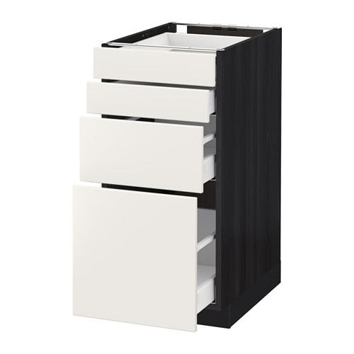 МЕТОД / МАКСИМЕРА Напольн шкаф 4 фронт панели/4 ящика - под дерево черный, Веддинге белый, 40x60 см