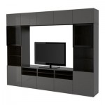 БЕСТО Шкаф для ТВ, комбин/стеклян дверцы - черно-коричневый/Сельсвикен глянцевый/серый прозрачное стекло, направляющие ящика,нажимные БЕСТО Шкаф для ТВ, комбин/стеклян дверцы - черно-коричневый/Сельсвикен глянцевый/серый прозрачное стекло, направляющие ящика,нажимные