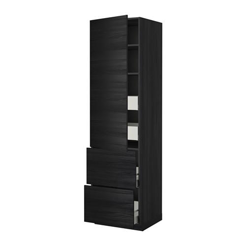 / MAKSIMERA alta armario + estantes / cajones 4 / 2dvertsy - negro madera, madera Tingsrid negro, 60x60x220 cm (491.142.79) - opiniones, precios, dónde comprar