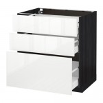 МЕТОД / МАКСИМЕРА Напольный шкаф с 3 ящиками - под дерево черный, Рингульт глянцевый белый, 80x60 см МЕТОД / МАКСИМЕРА Напольный шкаф с 3 ящиками - под дерево черный, Рингульт глянцевый белый, 80x60 см