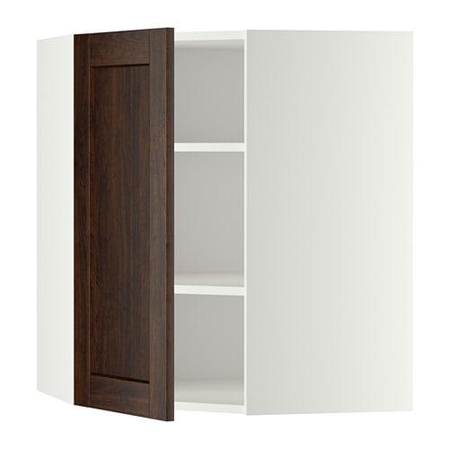 МЕТОД Угловой навесной шкаф с полками - белый, Эдсерум под дерево коричневый, 68x80 см МЕТОД Угловой навесной шкаф с полками - белый, Эдсерум под дерево коричневый, 68x80 см