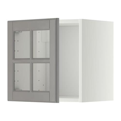МЕТОД Навесной шкаф со стеклянной дверью - белый, Будбин серый МЕТОД Навесной шкаф со стеклянной дверью - белый, Будбин серый