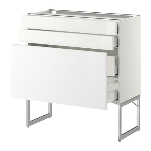 МЕТОД / МАКСИМЕРА Напольн шкаф 3фронт пнл/2низ/2ср ящ - белый, Рингульт глянцевый белый, 80x37x60 см МЕТОД / МАКСИМЕРА Напольн шкаф 3фронт пнл/2низ/2ср ящ - белый, Рингульт глянцевый белый, 80x37x60 см