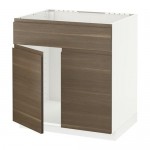МЕТОД Напольн шкаф п-мойку 2 двр/фрн пнл - белый, Воксторп под грецкий орех МЕТОД Напольн шкаф п-мойку 2 двр/фрн пнл - белый, Воксторп под грецкий орех