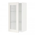 METOD навесной шкаф с полками/стекл дв белый/Сэведаль белый 40x38.8x80 cm