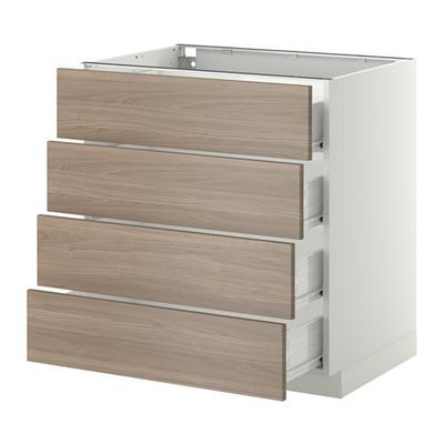 МЕТОД / ФОРВАРА Напольн шкаф 4 фронт панели/4 ящика - 80x60 см, Брокхульт под грецкий орех светло-серый, белый МЕТОД / ФОРВАРА Напольн шкаф 4 фронт панели/4 ящика - 80x60 см, Брокхульт под грецкий орех светло-серый, белый