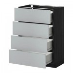 МЕТОД / ФОРВАРА Напольн шкаф 4 фронт панели/4 ящика - 60x37 см, Веддинге серый, под дерево черный МЕТОД / ФОРВАРА Напольн шкаф 4 фронт панели/4 ящика - 60x37 см, Веддинге серый, под дерево черный