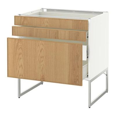 МЕТОД / ФОРВАРА Напольн шкаф 3фронт пнл/2низ/2ср ящ - 80x60x60 см, Экестад дуб, белый МЕТОД / ФОРВАРА Напольн шкаф 3фронт пнл/2низ/2ср ящ - 80x60x60 см, Экестад дуб, белый