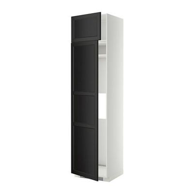 МЕТОД Выс шкаф д/холодильн или морозильн - 60x60x240 см, Лаксарби черно-коричневый, белый
