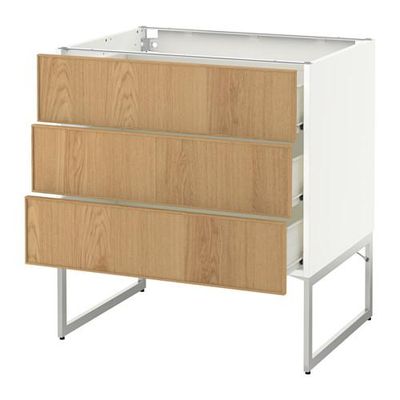 МЕТОД / ФОРВАРА Нплн шк 3 фрнт/3 средн ящика - 80x60x60 см, Экестад дуб, белый МЕТОД / ФОРВАРА Нплн шк 3 фрнт/3 средн ящика - 80x60x60 см, Экестад дуб, белый