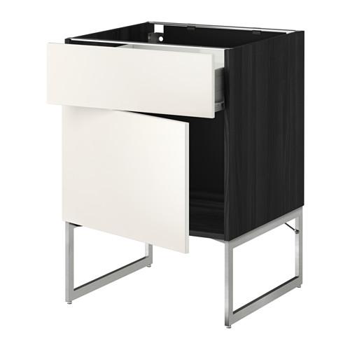 МЕТОД / ФОРВАРА Напольный шкаф с ящиком/дверью - 60x60x60 см, Веддинге белый, под дерево черный