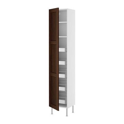 ФАКТУМ Высокий шкаф с ящиками/полками - Роккхаммар коричневый, 60x211x37 см