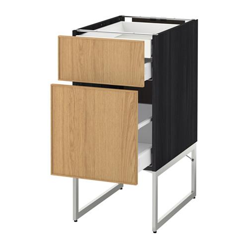 МЕТОД / МАКСИМЕРА Напольн шкаф 2фронт пнл/2низ/1вс ящ - под дерево черный, Экестад дуб, 40x60x60 см МЕТОД / МАКСИМЕРА Напольн шкаф 2фронт пнл/2низ/1вс ящ - под дерево черный, Экестад дуб, 40x60x60 см