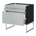 МЕТОД / ФОРВАРА Напольн шкаф 3фронт пнл/2низ/2ср ящ - 80x60x60 см, Веддинге серый, под дерево черный МЕТОД / ФОРВАРА Напольн шкаф 3фронт пнл/2низ/2ср ящ - 80x60x60 см, Веддинге серый, под дерево черный