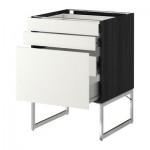 МЕТОД / ФОРВАРА Напольн шкаф 3фронт пнл/2низ/2ср ящ - 60x60x60 см, Хэггеби белый, под дерево черный МЕТОД / ФОРВАРА Напольн шкаф 3фронт пнл/2низ/2ср ящ - 60x60x60 см, Хэггеби белый, под дерево черный