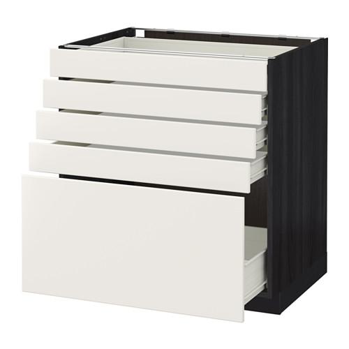 МЕТОД / ФОРВАРА Напольный шкаф с 5 ящиками - 80x60 см, Веддинге белый, под дерево черный МЕТОД / ФОРВАРА Напольный шкаф с 5 ящиками - 80x60 см, Веддинге белый, под дерево черный