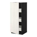 МЕТОД / ФОРВАРА Высокий шкаф с ящиками - Росдаль белый ясень, под дерево черный МЕТОД / ФОРВАРА Высокий шкаф с ящиками - Росдаль белый ясень, под дерево черный