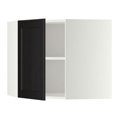 МЕТОД Угловой навесной шкаф с полками - 68x60 см, Лаксарби черно-коричневый, белый