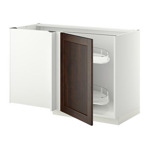МЕТОД Угловой напол шкаф с выдвижн секц - белый, Эдсерум под дерево коричневый