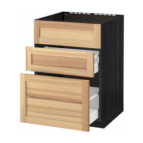 МЕТОД / МАКСИМЕРА Напольн шк п-мойку+3фрнт пнл/2ящ - под дерево черный, Торхэмн естественный ясень, 60x60 см МЕТОД / МАКСИМЕРА Напольн шк п-мойку+3фрнт пнл/2ящ - под дерево черный, Торхэмн естественный ясень, 60x60 см