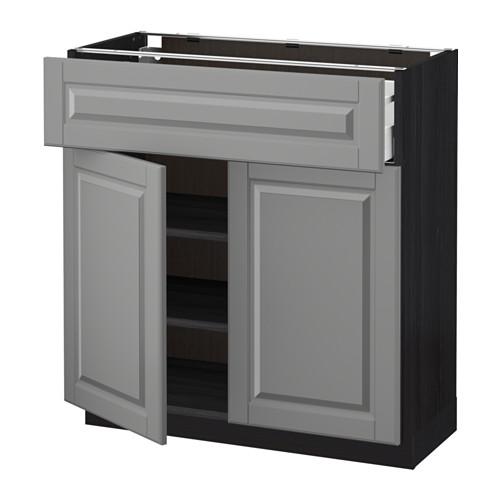 МЕТОД / МАКСИМЕРА Напольный шкаф+ящик/2дверцы - под дерево черный, Будбин серый, 80x37 см МЕТОД / МАКСИМЕРА Напольный шкаф+ящик/2дверцы - под дерево черный, Будбин серый, 80x37 см