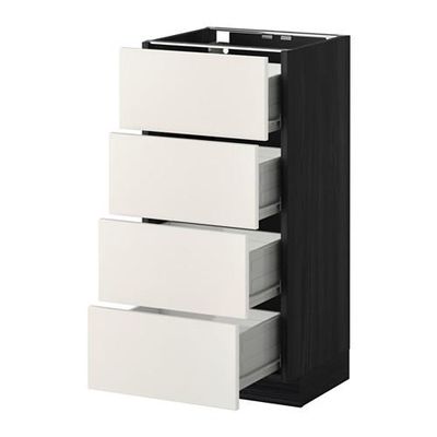 МЕТОД / ФОРВАРА Напольн шкаф 4 фронт панели/4 ящика - 40x37 см, Веддинге белый, под дерево черный