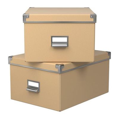 КАССЕТ Коробка с крышкой - естественный, 27x35x18 см