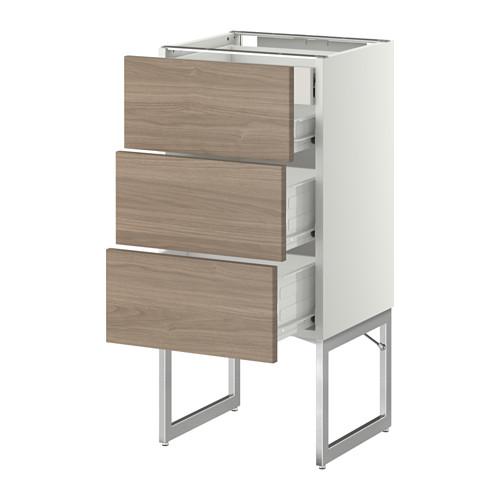 МЕТОД / ФОРВАРА Напольн шкаф 3фронт пнл/2низ/2ср ящ - 40x37x60 см, Брокхульт под грецкий орех светло-серый, белый МЕТОД / ФОРВАРА Напольн шкаф 3фронт пнл/2низ/2ср ящ - 40x37x60 см, Брокхульт под грецкий орех светло-серый, белый