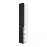 МЕТОД / МАКСИМЕРА Высокий шкаф+полки/3 ящика/2 дверцы - белый, Кунгсбакка антрацит, 40x60x240 см МЕТОД / МАКСИМЕРА Высокий шкаф+полки/3 ящика/2 дверцы - белый, Кунгсбакка антрацит, 40x60x240 см