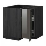 МЕТОД Угл напольн шкаф с вращающ секц - Рингульт глянцевый серый, под дерево черный МЕТОД Угл напольн шкаф с вращающ секц - Рингульт глянцевый серый, под дерево черный