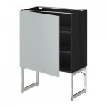 МЕТОД Напольный шкаф с полками - 60x37x60 см, Веддинге серый, под дерево черный МЕТОД Напольный шкаф с полками - 60x37x60 см, Веддинге серый, под дерево черный