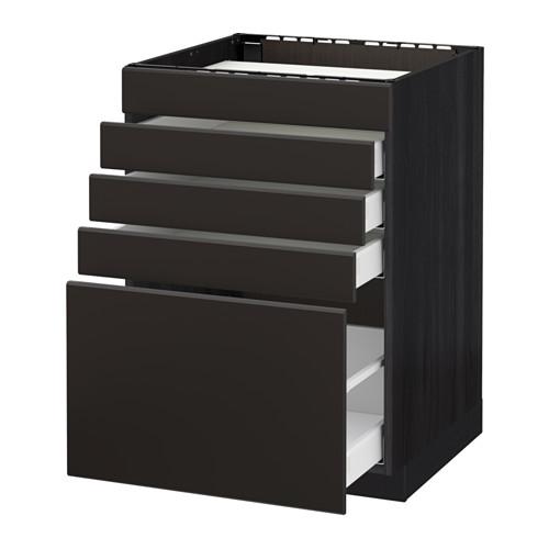 МЕТОД / МАКСИМЕРА Напольн шк д/вар панели/5фасад/4ящ - под дерево черный, Кунгсбакка антрацит, 60x60 см