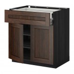 МЕТОД / ФОРВАРА Напольный шкаф/2дверцы/2ящика - под дерево черный, Эдсерум под дерево коричневый МЕТОД / ФОРВАРА Напольный шкаф/2дверцы/2ящика - под дерево черный, Эдсерум под дерево коричневый