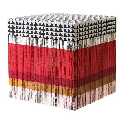 КВИТТРА Коробка с крышкой - красный, 25x25x25 см