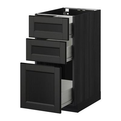 МЕТОД / ФОРВАРА Напольный шкаф с 3 ящиками - 40x60 см, Лаксарби черно-коричневый, под дерево черный МЕТОД / ФОРВАРА Напольный шкаф с 3 ящиками - 40x60 см, Лаксарби черно-коричневый, под дерево черный