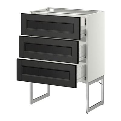 МЕТОД / ФОРВАРА Напольн шкаф 3фронт пнл/2низ/2ср ящ - 60x37x60 см, Лаксарби черно-коричневый, белый МЕТОД / ФОРВАРА Напольн шкаф 3фронт пнл/2низ/2ср ящ - 60x37x60 см, Лаксарби черно-коричневый, белый