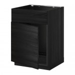 METOD напольный шкаф п-мойку с дв/фр пнл черный/Тингсрид черный 60x61.6x88 cm