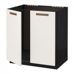 МЕТОД Напольн шкаф д раковины+2 двери - Мэрста белый, под дерево черный МЕТОД Напольн шкаф д раковины+2 двери - Мэрста белый, под дерево черный