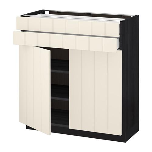 МЕТОД / МАКСИМЕРА Напольный шкаф/2дверцы/2ящика - под дерево черный, Хитарп белый с оттенком, 80x37 см МЕТОД / МАКСИМЕРА Напольный шкаф/2дверцы/2ящика - под дерево черный, Хитарп белый с оттенком, 80x37 см