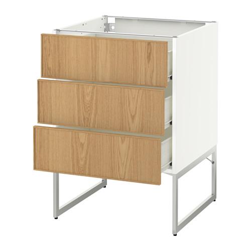 МЕТОД / ФОРВАРА Нплн шк 3 фрнт/3 средн ящика - 60x60x60 см, Экестад дуб, белый МЕТОД / ФОРВАРА Нплн шк 3 фрнт/3 средн ящика - 60x60x60 см, Экестад дуб, белый