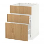 МЕТОД / МАКСИМЕРА Напольн шк п-мойку+3фрнт пнл/2ящ - белый, Экестад дуб, 60x60 см МЕТОД / МАКСИМЕРА Напольн шк п-мойку+3фрнт пнл/2ящ - белый, Экестад дуб, 60x60 см