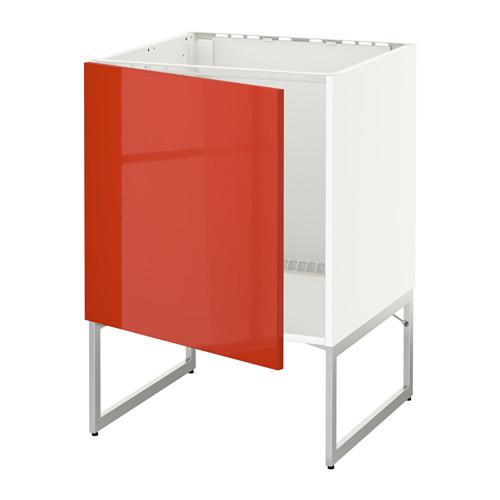 МЕТОД Напольный шкаф для раковины - белый, Ерста глянцевый оранжевый