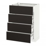 МЕТОД / МАКСИМЕРА Напольн шкаф 4 фронт панели/4 ящика - белый, Кунгсбакка антрацит, 60x37 см МЕТОД / МАКСИМЕРА Напольн шкаф 4 фронт панели/4 ящика - белый, Кунгсбакка антрацит, 60x37 см