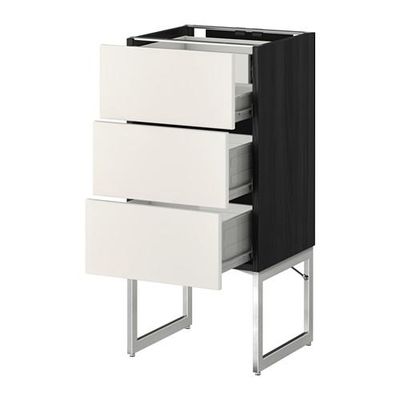 МЕТОД / ФОРВАРА Напольн шкаф 3фронт пнл/2низ/2ср ящ - 40x37x60 см, Веддинге белый, под дерево черный МЕТОД / ФОРВАРА Напольн шкаф 3фронт пнл/2низ/2ср ящ - 40x37x60 см, Веддинге белый, под дерево черный