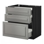 МЕТОД / ФОРВАРА Напольный шкаф с 3 ящиками - 80x60 см, Будбин серый, под дерево черный МЕТОД / ФОРВАРА Напольный шкаф с 3 ящиками - 80x60 см, Будбин серый, под дерево черный